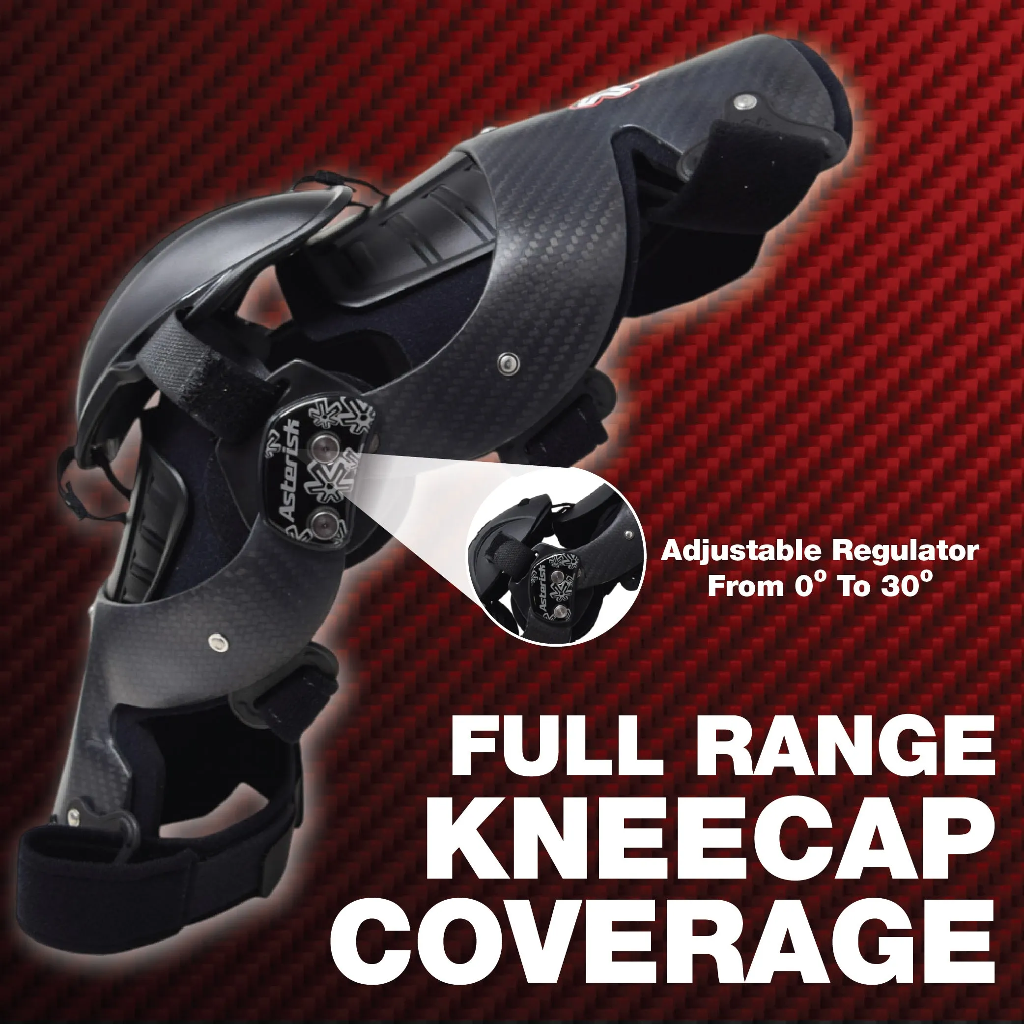 Asterisk Micro Cell - Youth Knee Protector Brace (Right Only) for Motocross, Snowboarding, Wakeboarding, Off-Roading, Football, & More Junior Riders