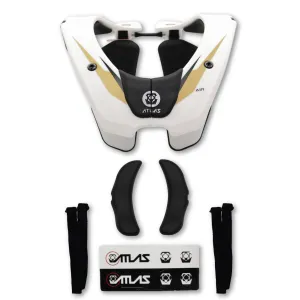 Atlas Air Anti-Compression Sport Neck Brace (Adult - Large) for Use In: Powersports, Offroad Racing, Motocross, Mountain Biking, BMX, Snowmobiling, Snowboarding (White/Gold)