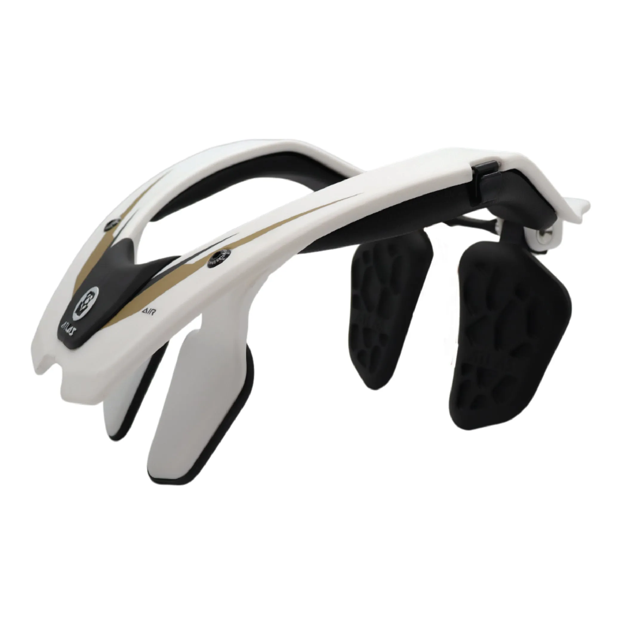 Atlas Air Anti-Compression Sport Neck Brace (Adult - Small) for Use In: Powersports, Offroad Racing, Motocross, Mountain Biking, BMX, Snowmobiling, Snowboarding (White/Gold)