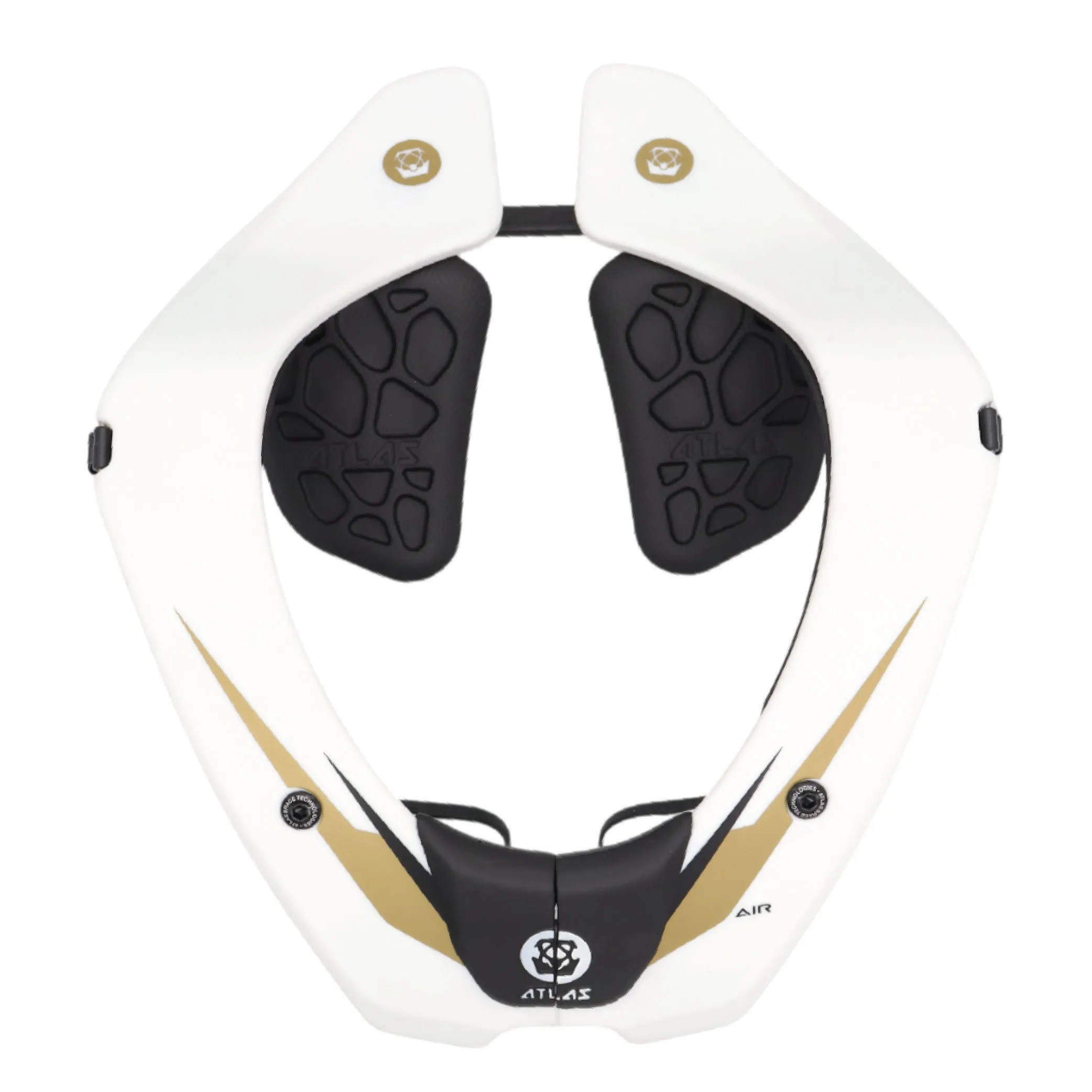 Atlas Air Anti-Compression Sport Neck Brace (Adult - Small) for Use In: Powersports, Offroad Racing, Motocross, Mountain Biking, BMX, Snowmobiling, Snowboarding (White/Gold)