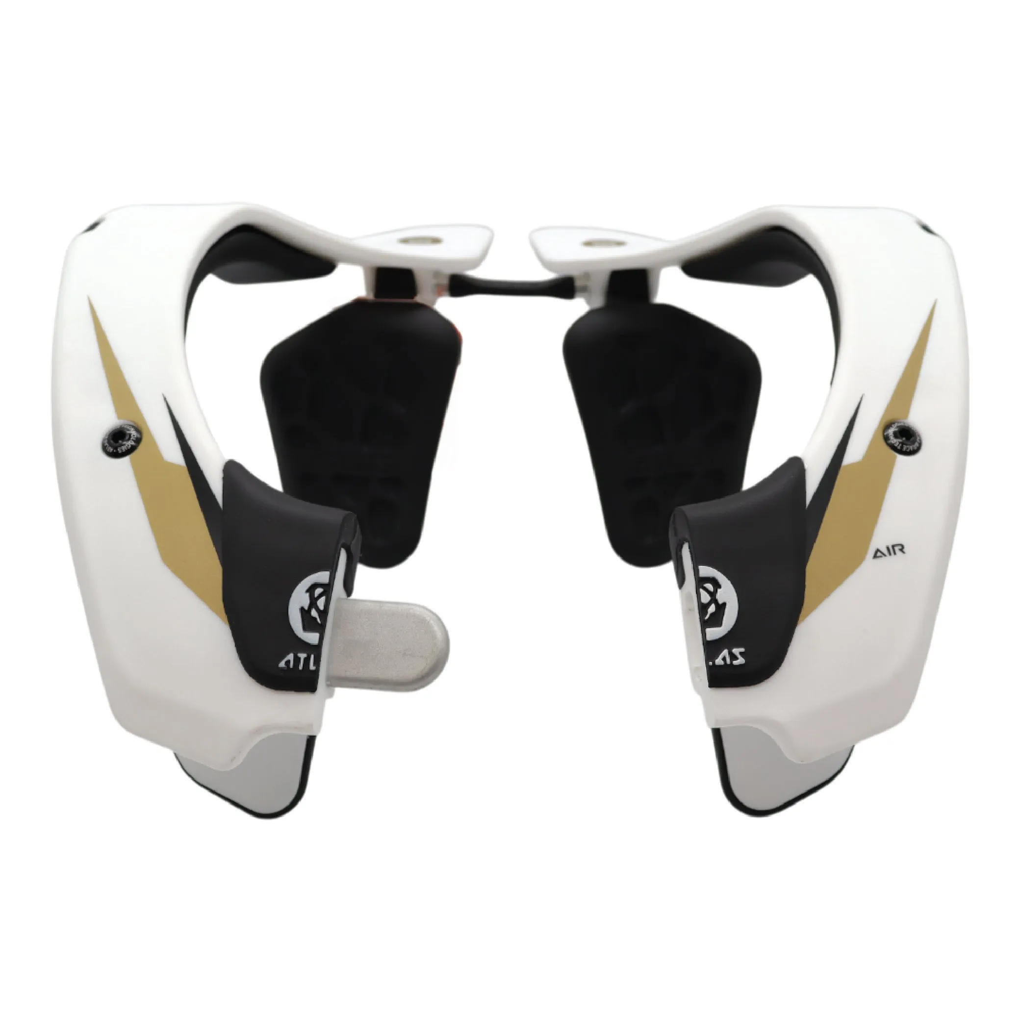 Atlas Air Anti-Compression Sport Neck Brace (Adult - Small) for Use In: Powersports, Offroad Racing, Motocross, Mountain Biking, BMX, Snowmobiling, Snowboarding (White/Gold)