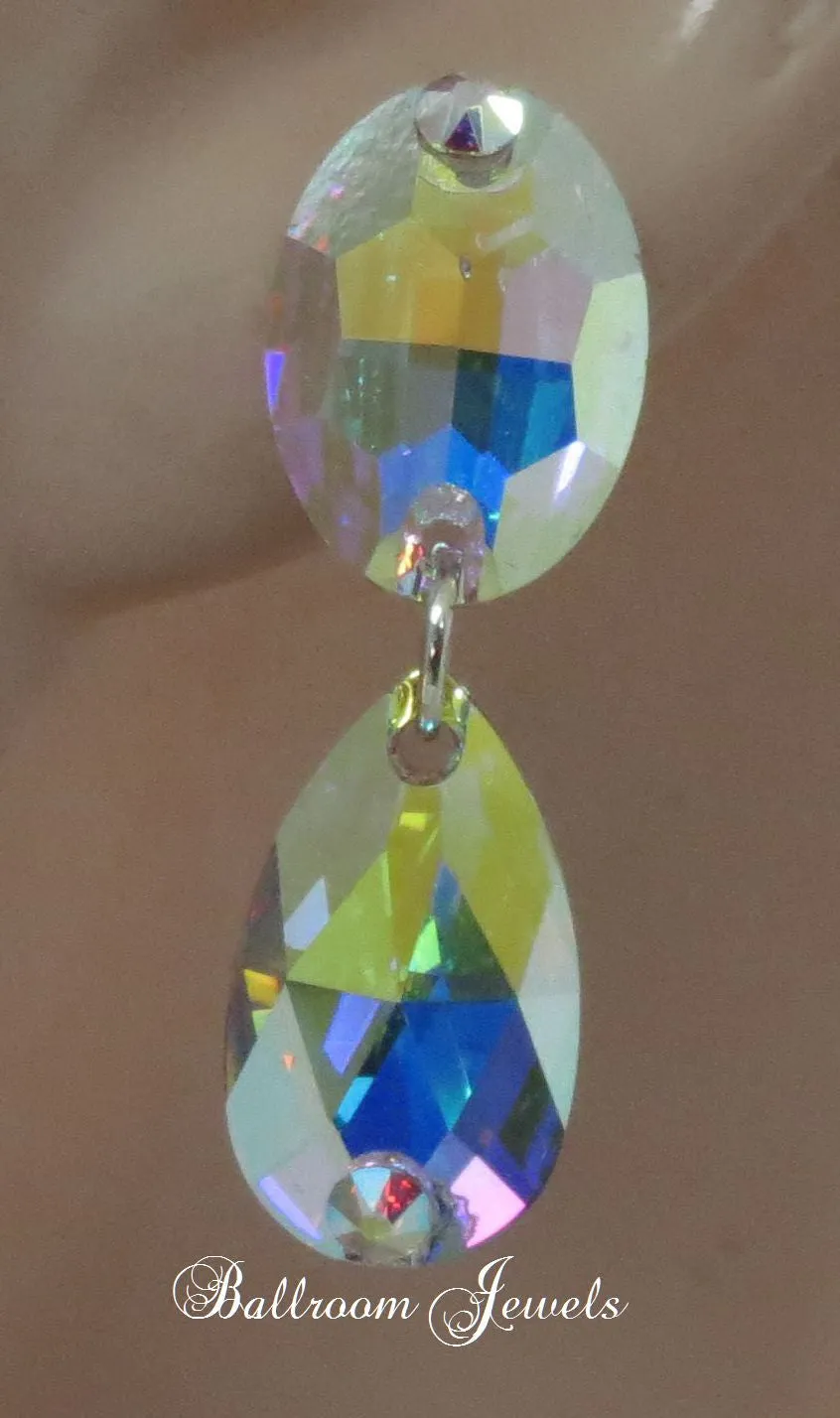 Ballroom Crystal Oval and Pear drop earrings