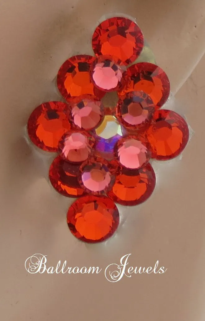 Ballroom Earrings multi crystal Hyacinth Orange