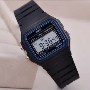 BANSO Sport LED Digital Watches for Men Simple Small Square Dial Electronic Watch Silicone Band Fashion Casual Mens Watch