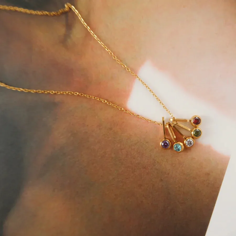 Bea Rainbow Gemstone Pendant Necklace - Gold