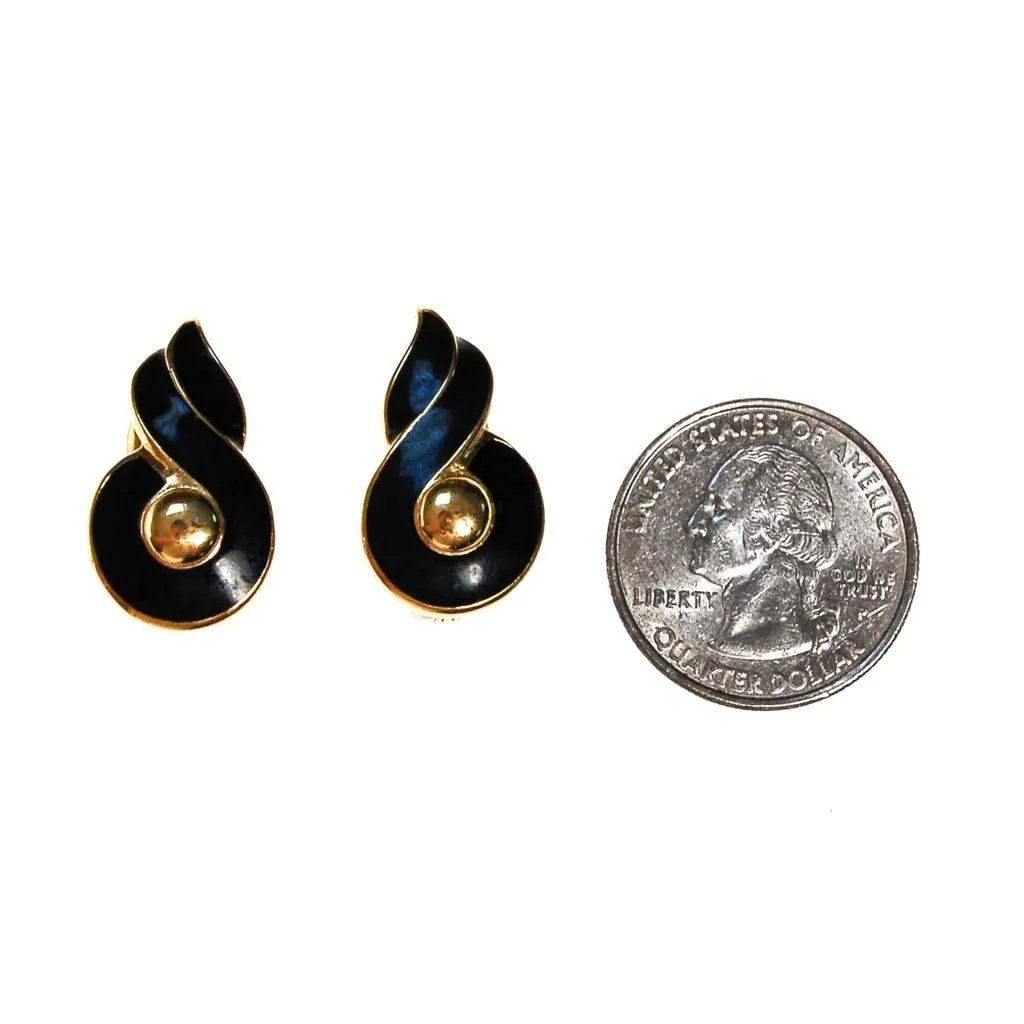 Black and Gold Clip earrings by Monet