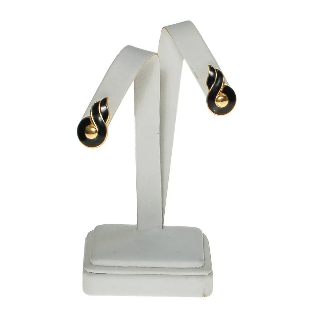 Black and Gold Clip earrings by Monet