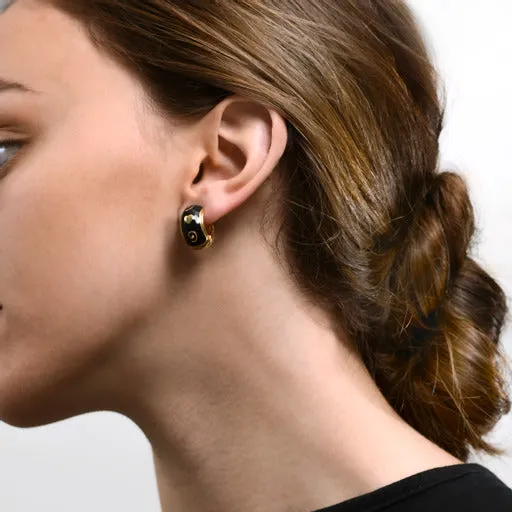 Black w/Gold Motif Reversible Hugs® Clip Earrings