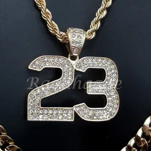 BLING 23 CHARM ROPE CHAIN DIAMOND CUT 30" CUBAN CHAIN NECKLACE SET G31