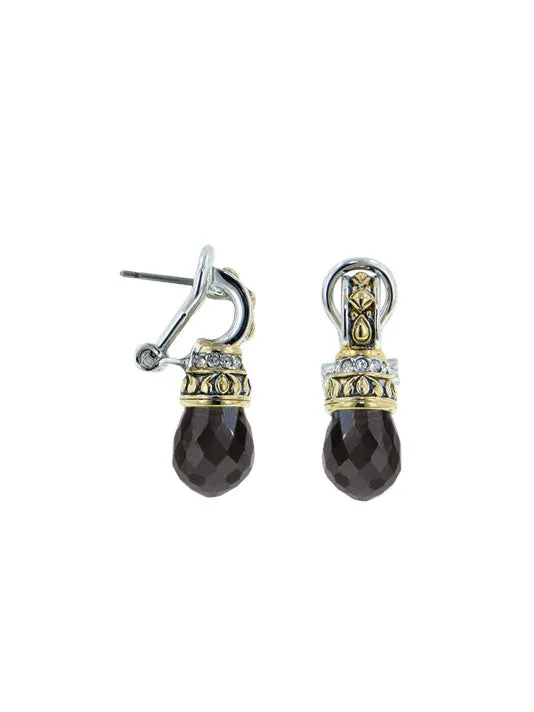 Briolette Drop Post Clip Earrings