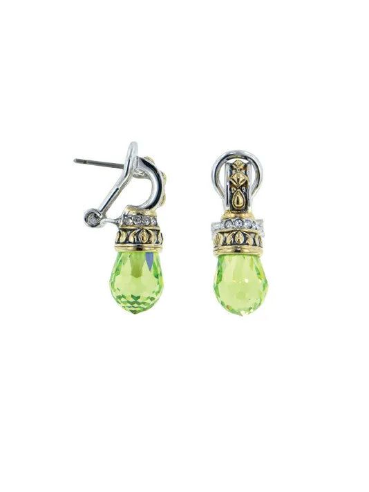 Briolette Drop Post Clip Earrings
