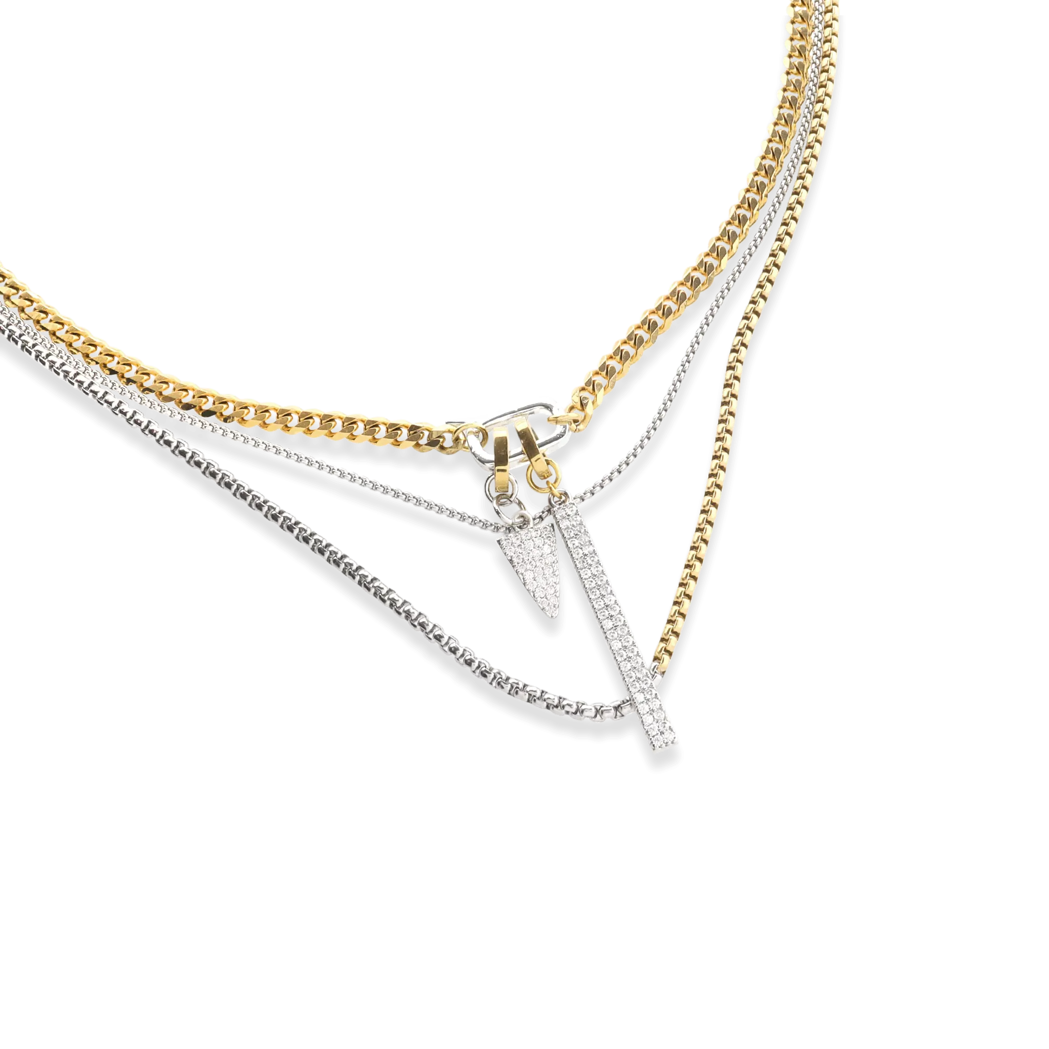 CAN OPENER MIX PAVE NECKLACE SET