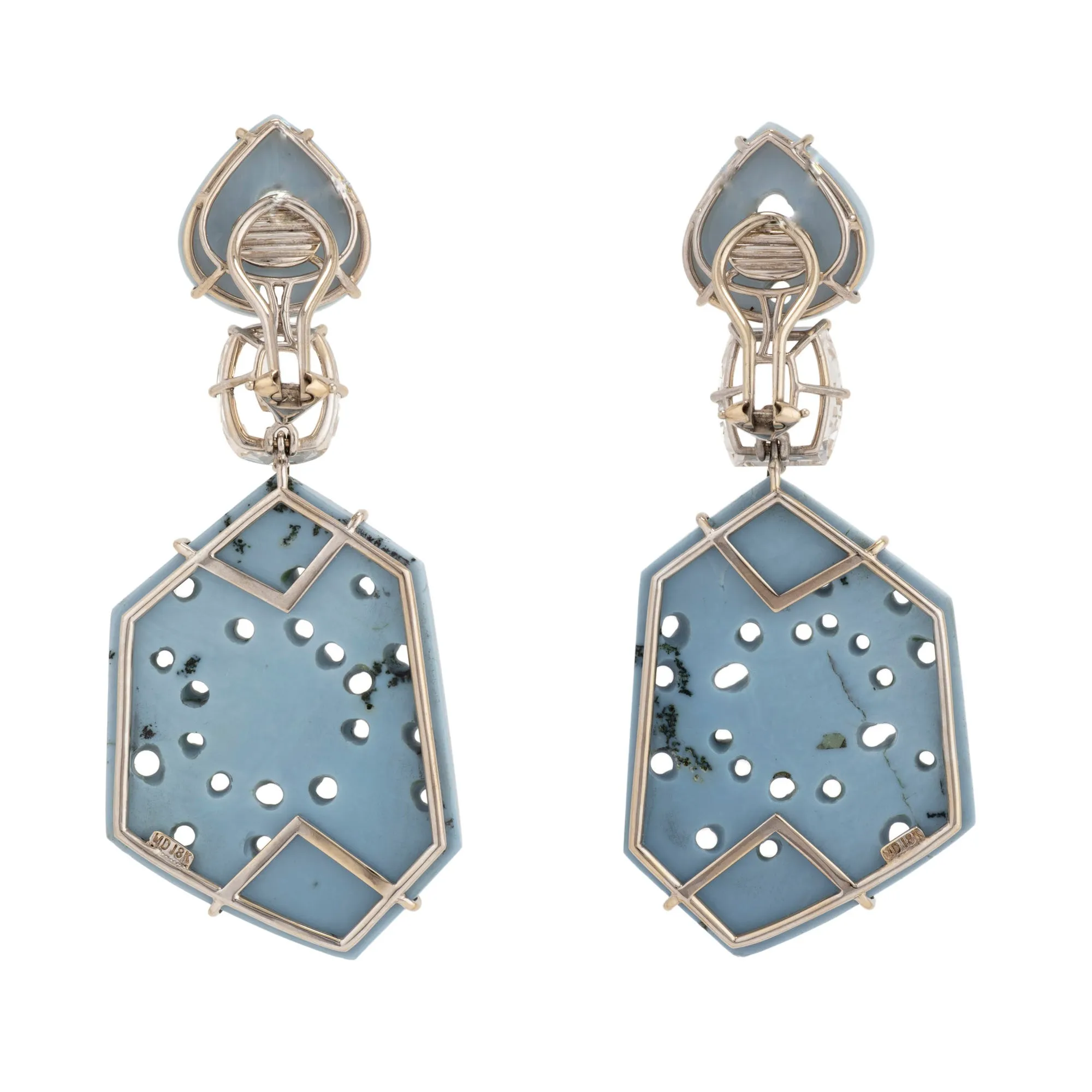 Carved iii opal earrings