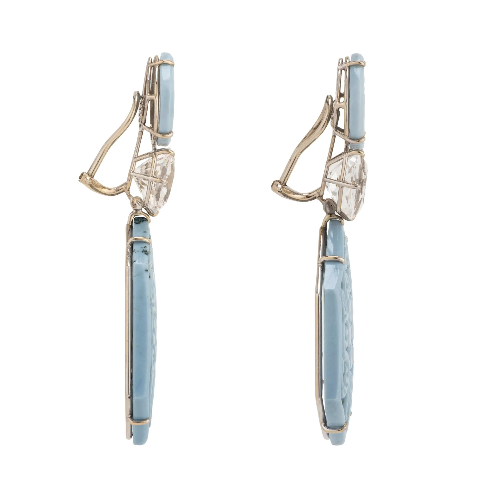 Carved iii opal earrings