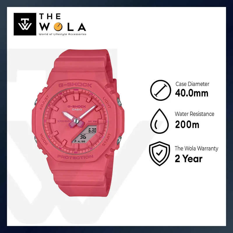 Casio G-Shock Tone-on-Tone Women's Analog-Digital Watch GMA-P2100-2ADR Red Resin Strap