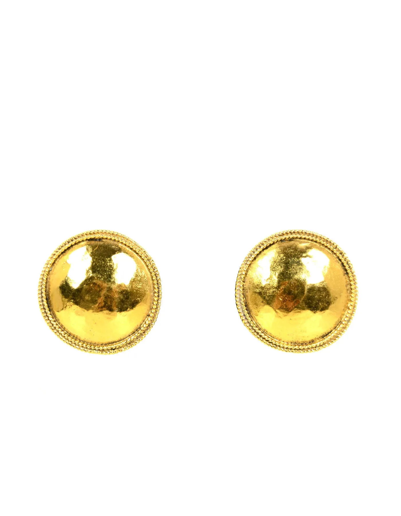 Chanel '80s Vintage Goldtone Hammered Clip On Earrings