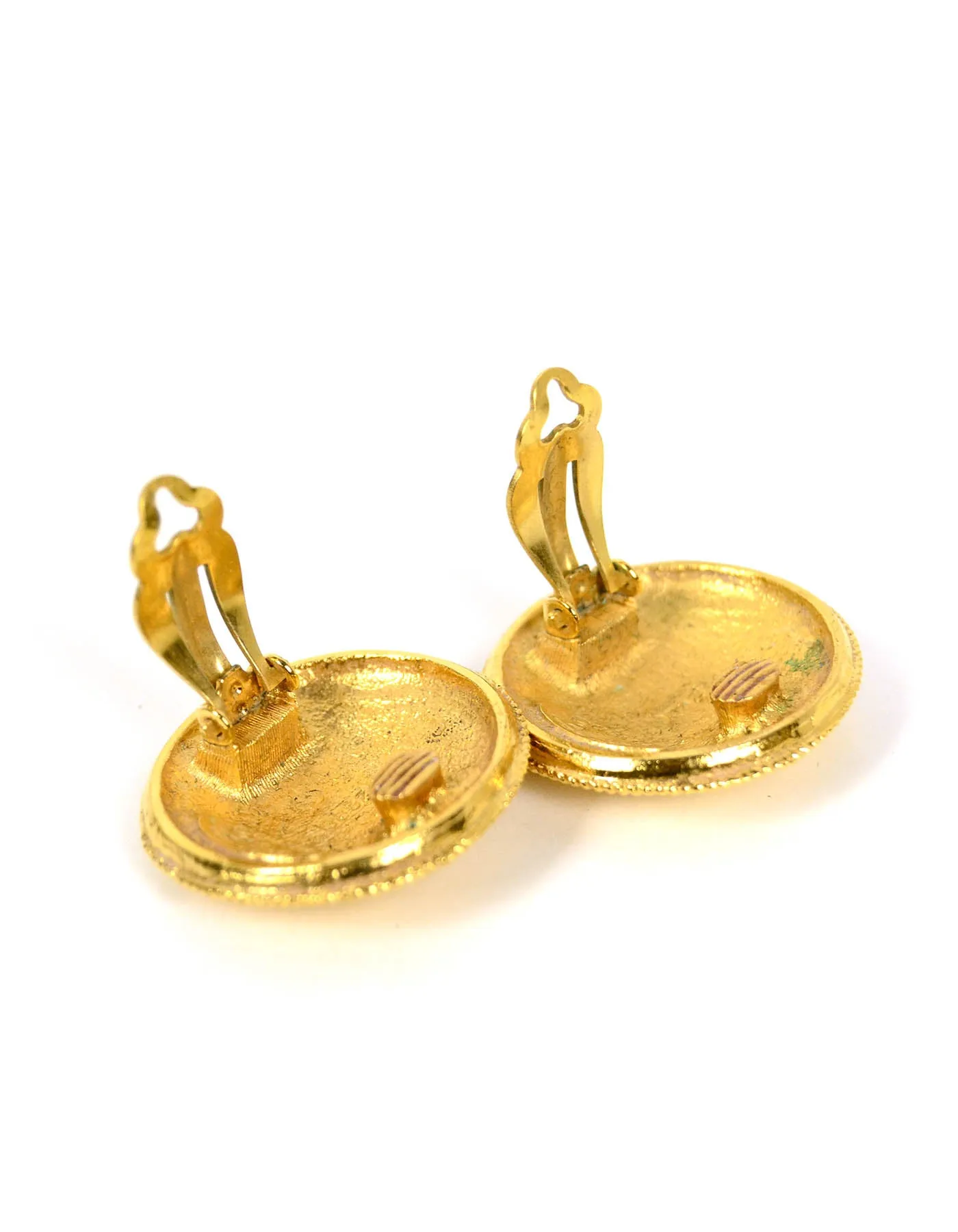 Chanel '80s Vintage Goldtone Hammered Clip On Earrings