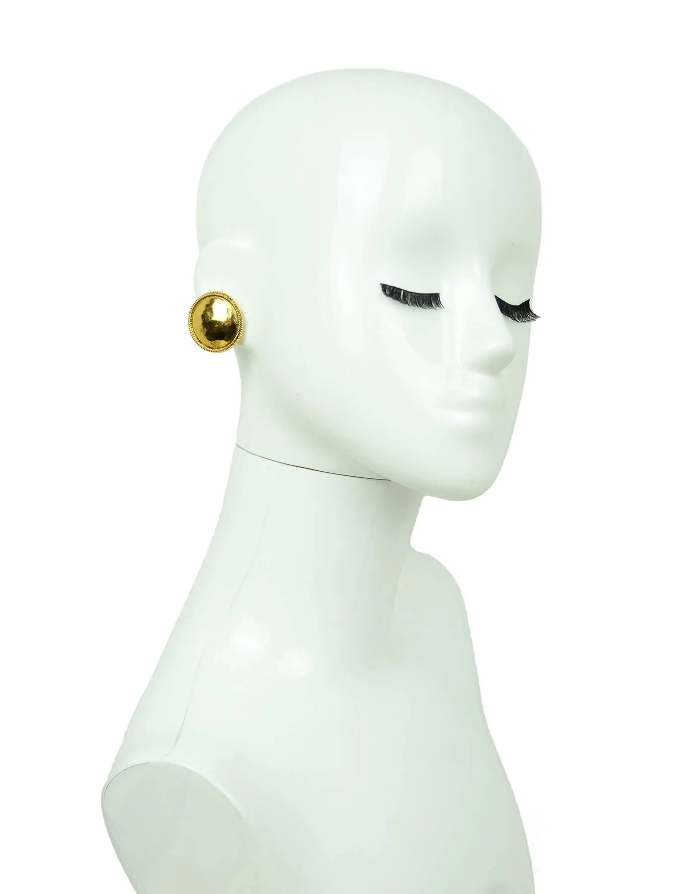 Chanel '80s Vintage Goldtone Hammered Clip On Earrings