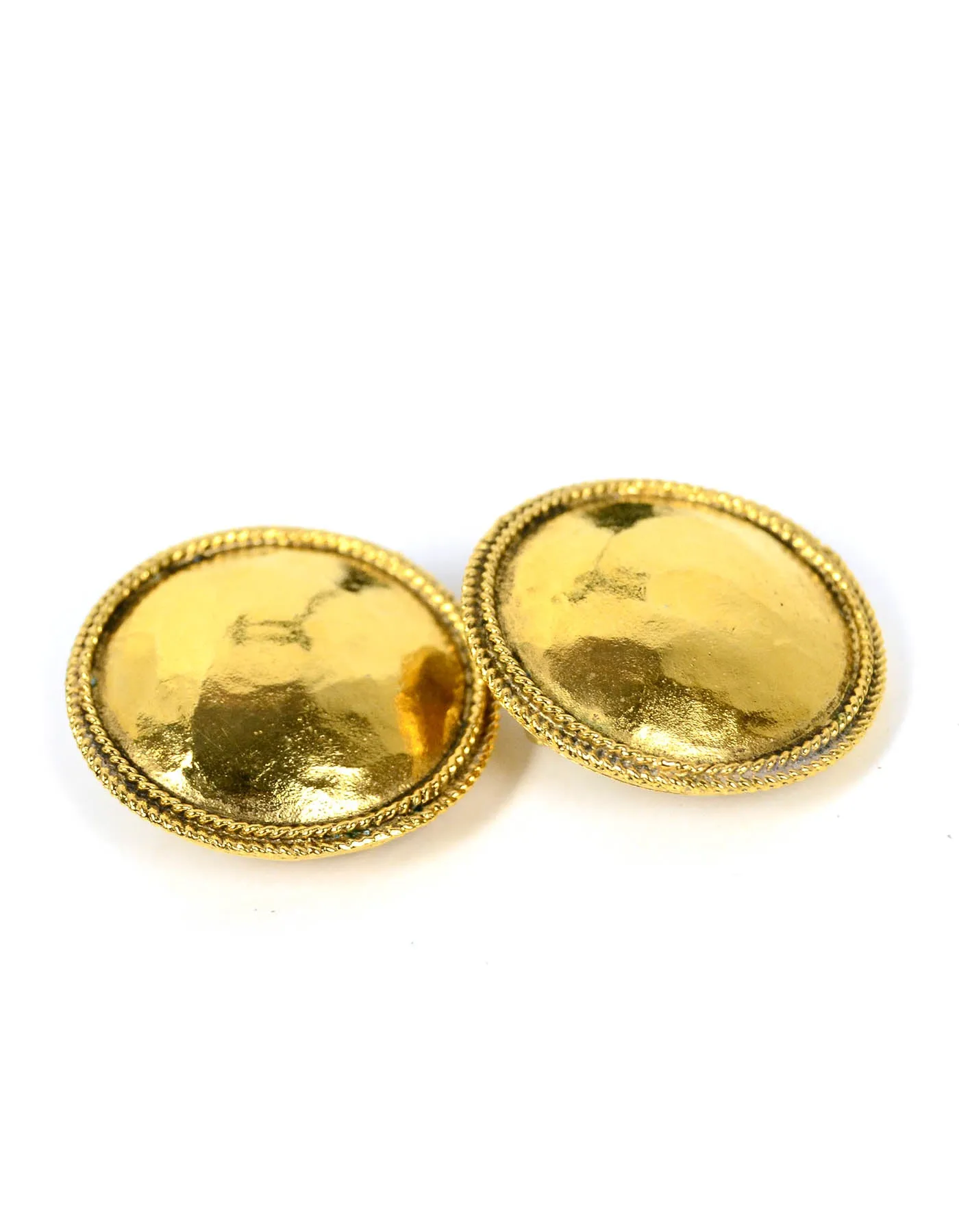 Chanel '80s Vintage Goldtone Hammered Clip On Earrings