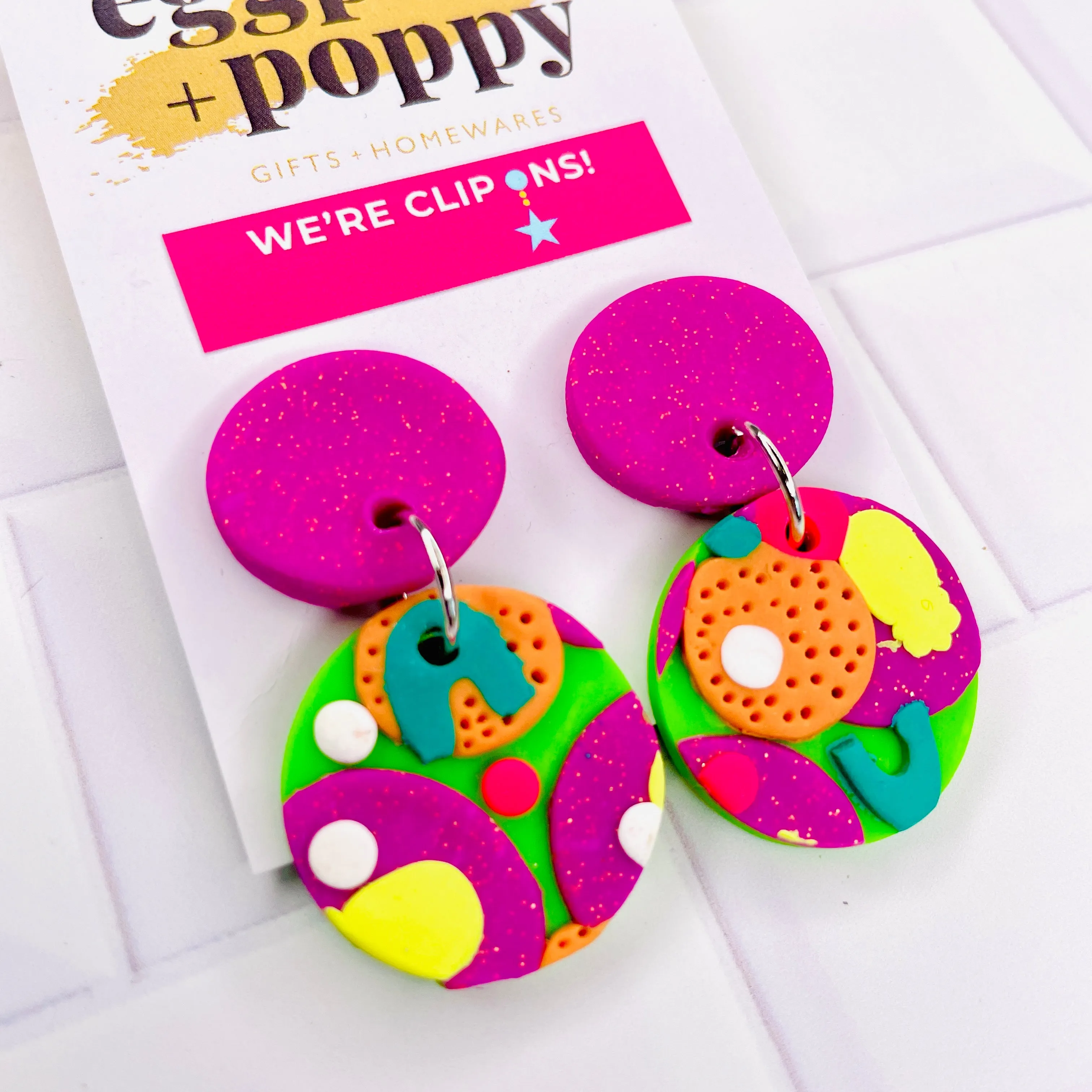 Clip On Earrings - Neon Funk