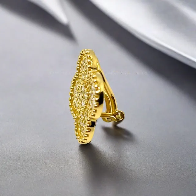 Clover Gold with Rhinestone Earrings
