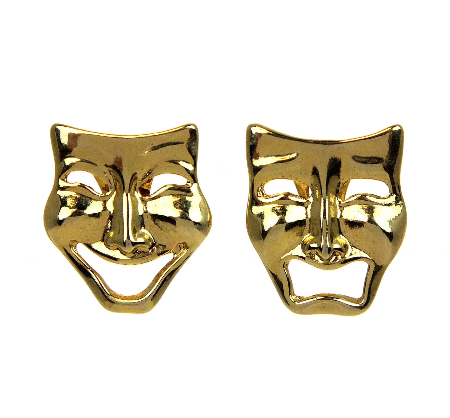 Comedy & Tragedy Mask Clip Earrings