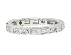 Contemporary 1.26 CTW Diamond 18 Karat Gold Eternity Wedding Band Ring