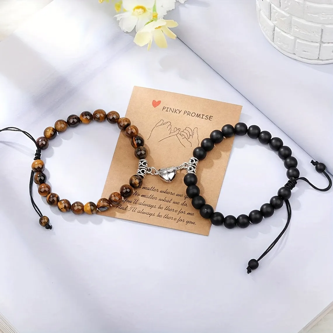 Couple Magnetic Suction Bracelet Tiger Eye Volcanic Stone