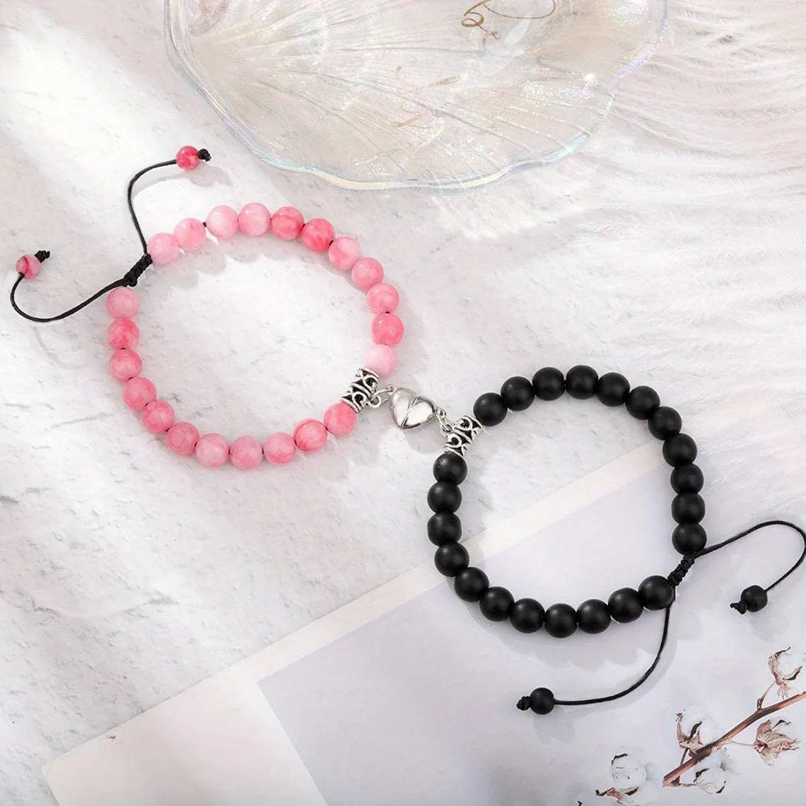 Couple Magnetic Suction Bracelet Tiger Eye Volcanic Stone