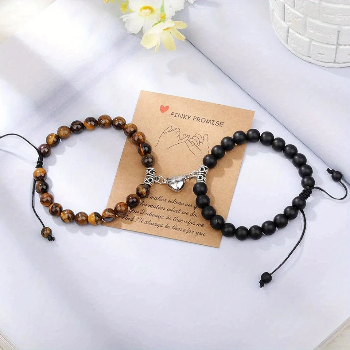 Couple Magnetic Suction Bracelet Tiger Eye Volcanic Stone