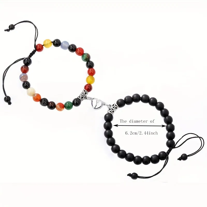 Couple Magnetic Suction Bracelet Tiger Eye Volcanic Stone