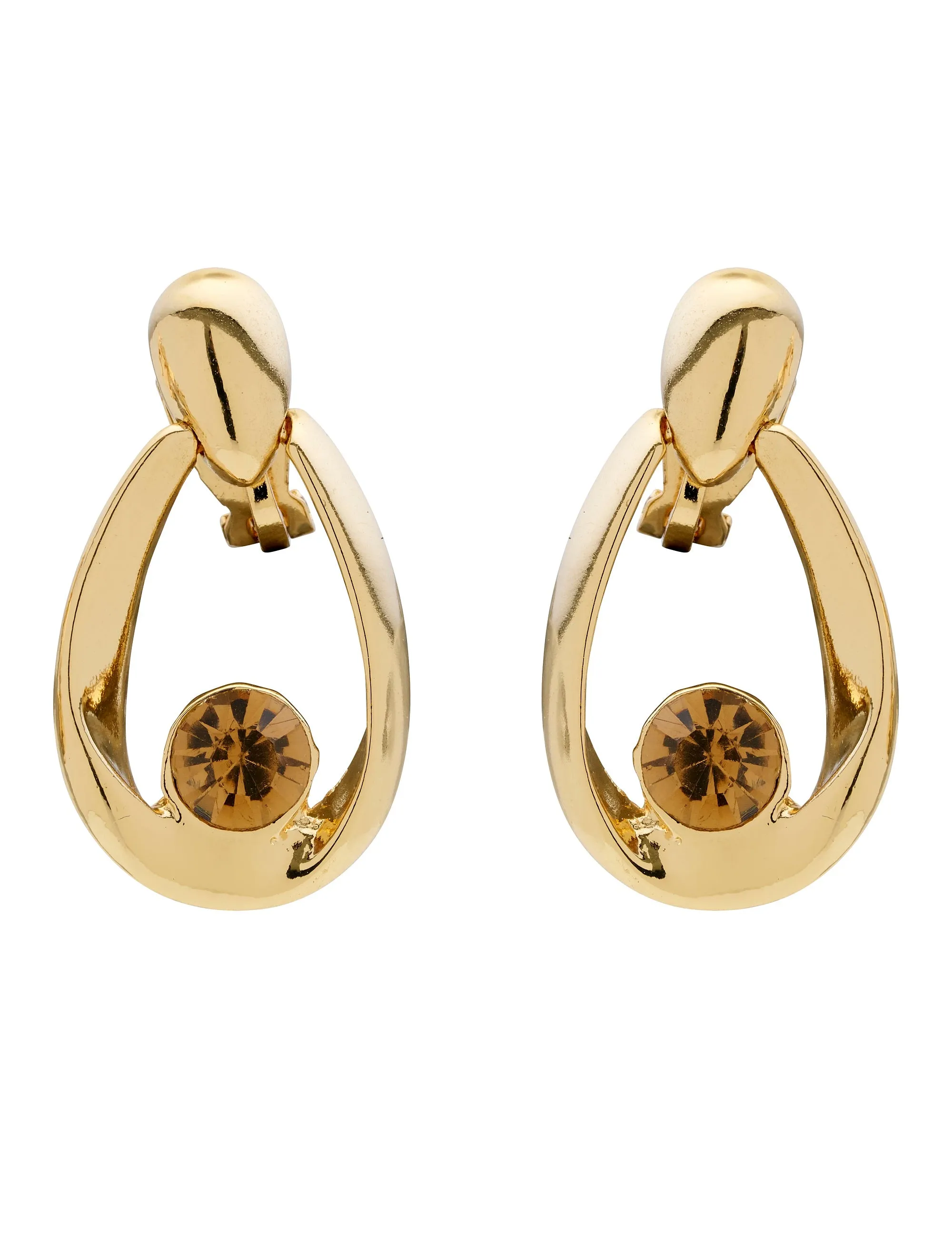 CRADLE STONE CLIP EARRINGS
