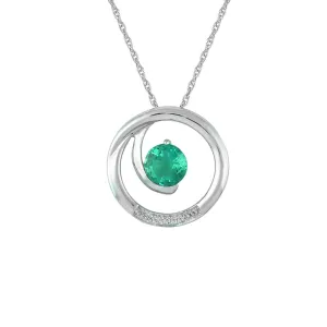 Created Emerald and Diamond Accent Fashion Pendant in 10K White Gold
