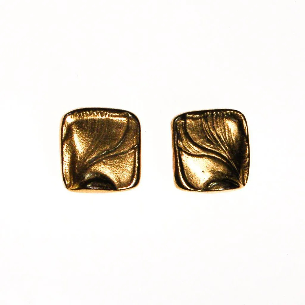 Crown Trifari Gold Tone Petite Square Earrings