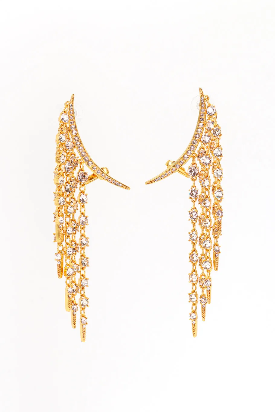 Crystal Crescent Moon & Falling Stars Earrings