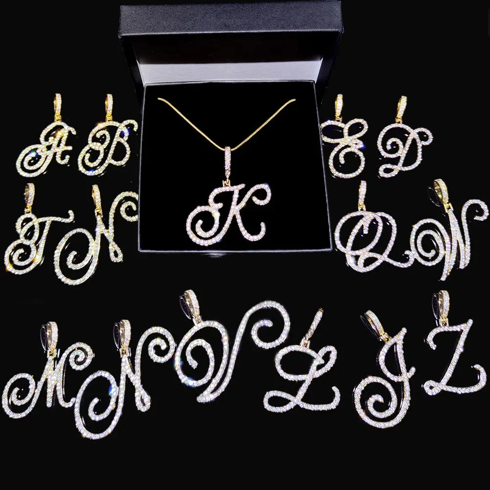 Cursive Initial Letter Name Pendant Necklace For Women Simple Rope Chain Letter Necklace Fashion Jewelry Gift