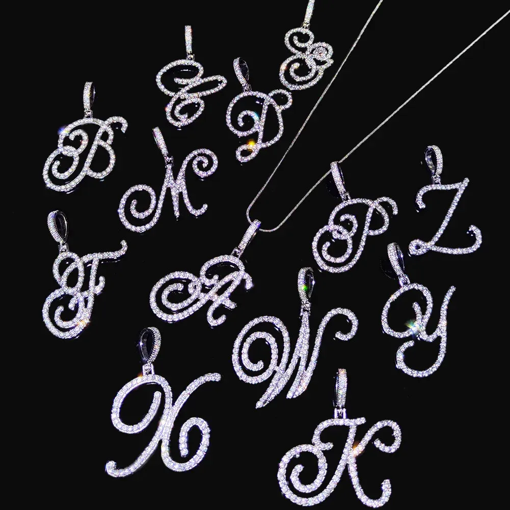 Cursive Initial Letter Name Pendant Necklace For Women Simple Rope Chain Letter Necklace Fashion Jewelry Gift