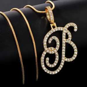 Cursive Initial Letter Name Pendant Necklace For Women Simple Rope Chain Letter Necklace Fashion Jewelry Gift