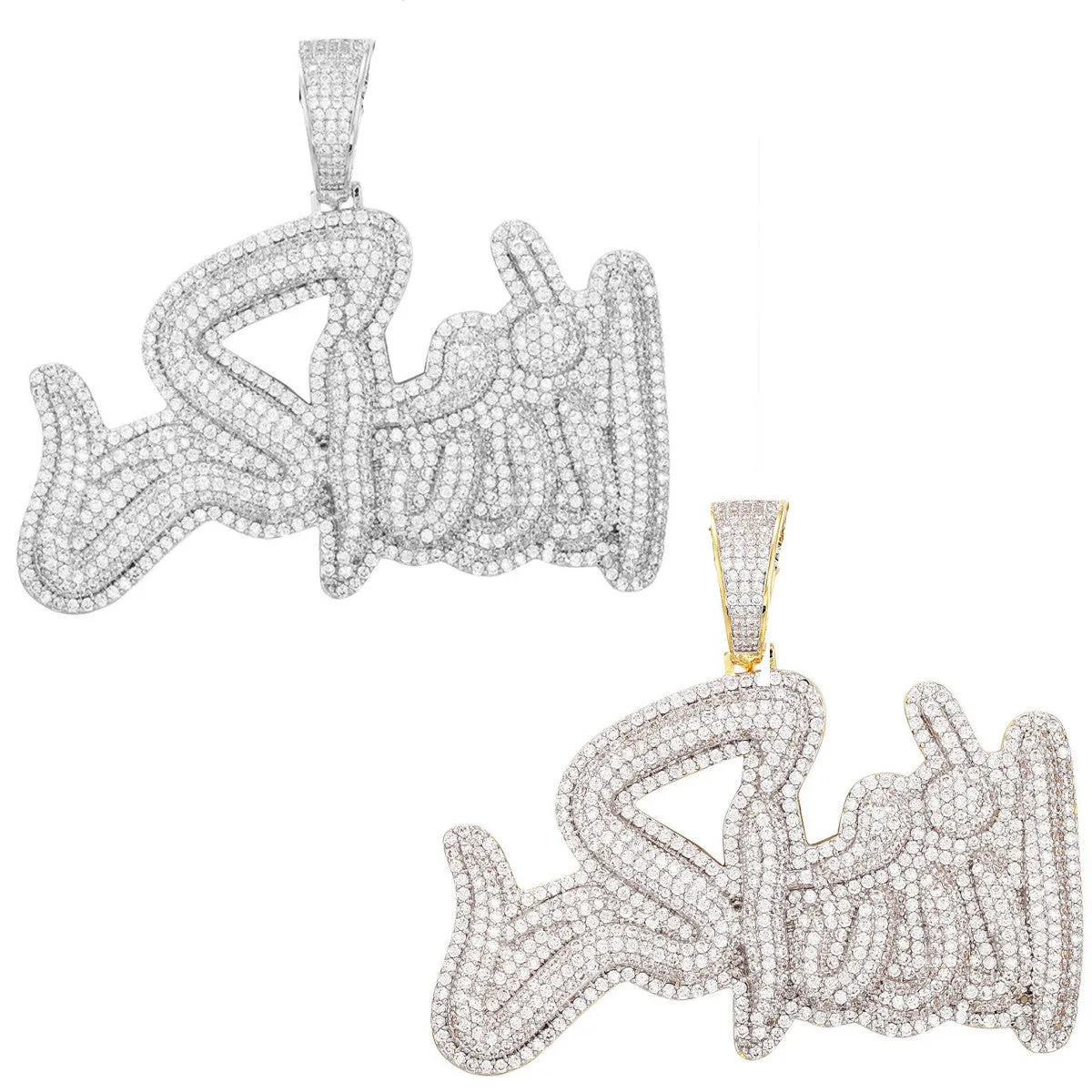 Custom Allah Hu Akbar Arabic Diamond  Pendant With Chain