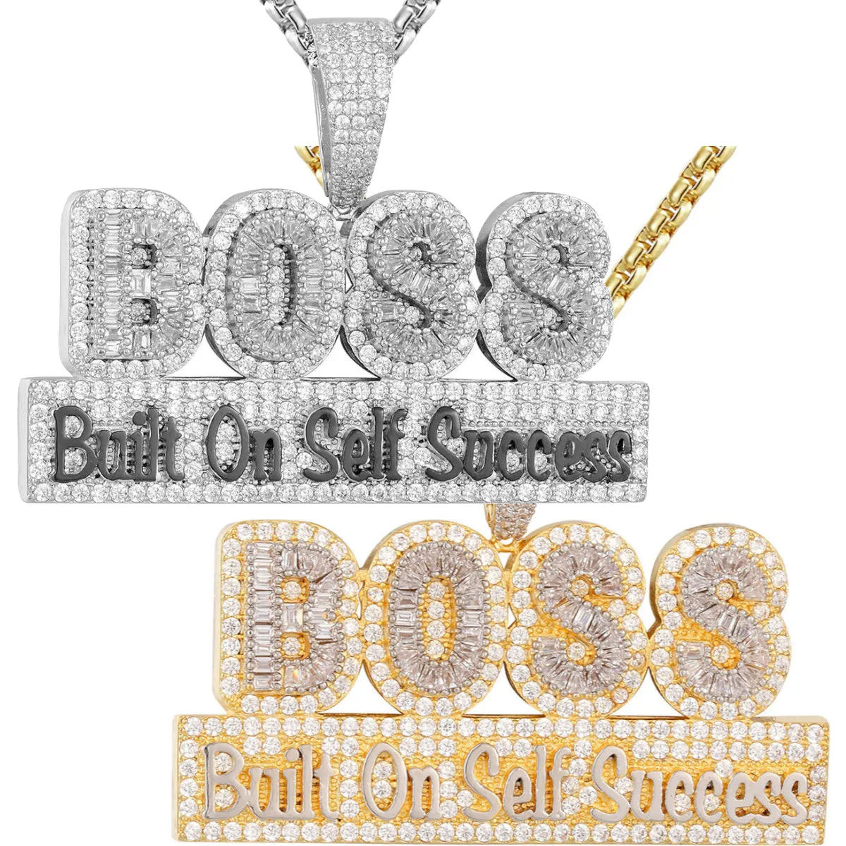 Custom Boss  Simulated Diamond  Pendant With Chain