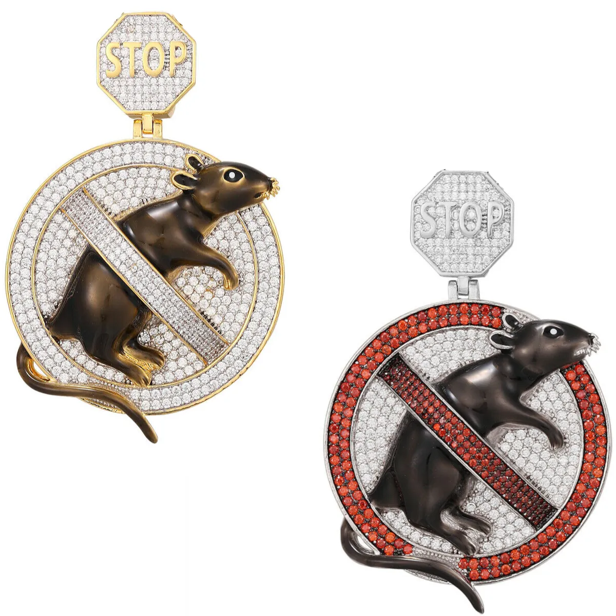 Custom Circle Stop  Snitching   Simulated Diamond Pendent With Chain