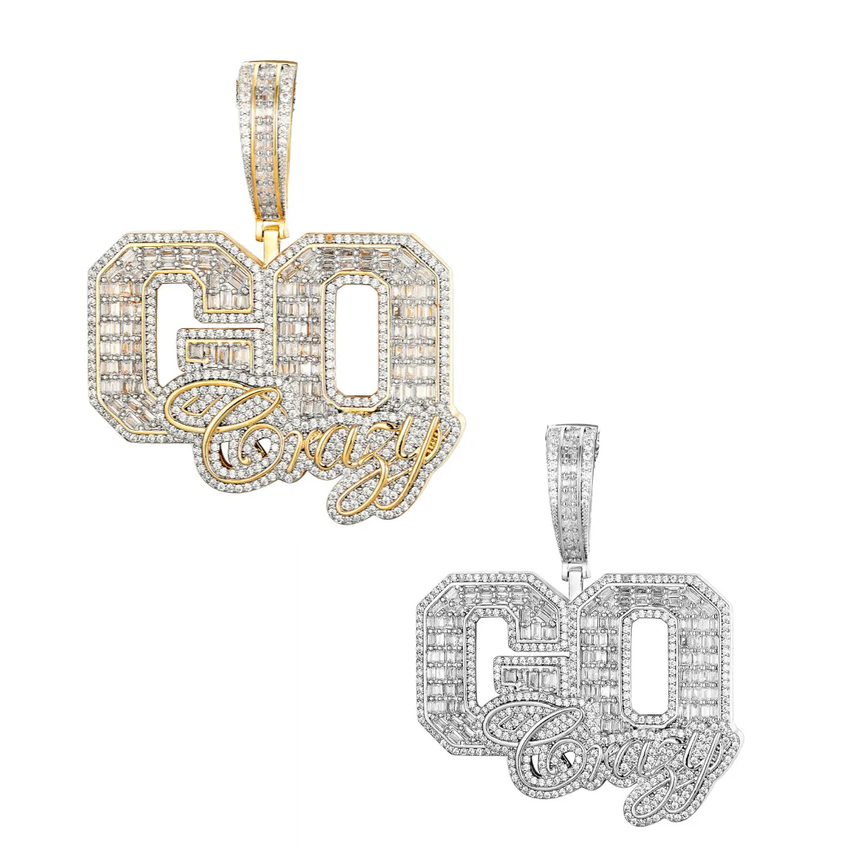 Custom  Go Crazy Baguette Simulated Diamond With Chain