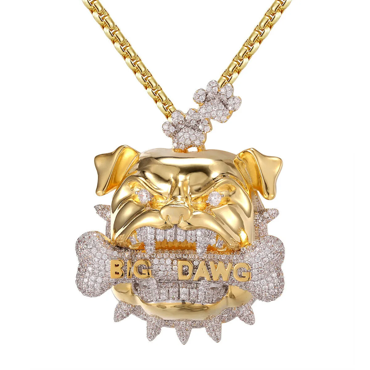 Custom Icy Big Dawg  Bulldog Simulated Diamond With Chain