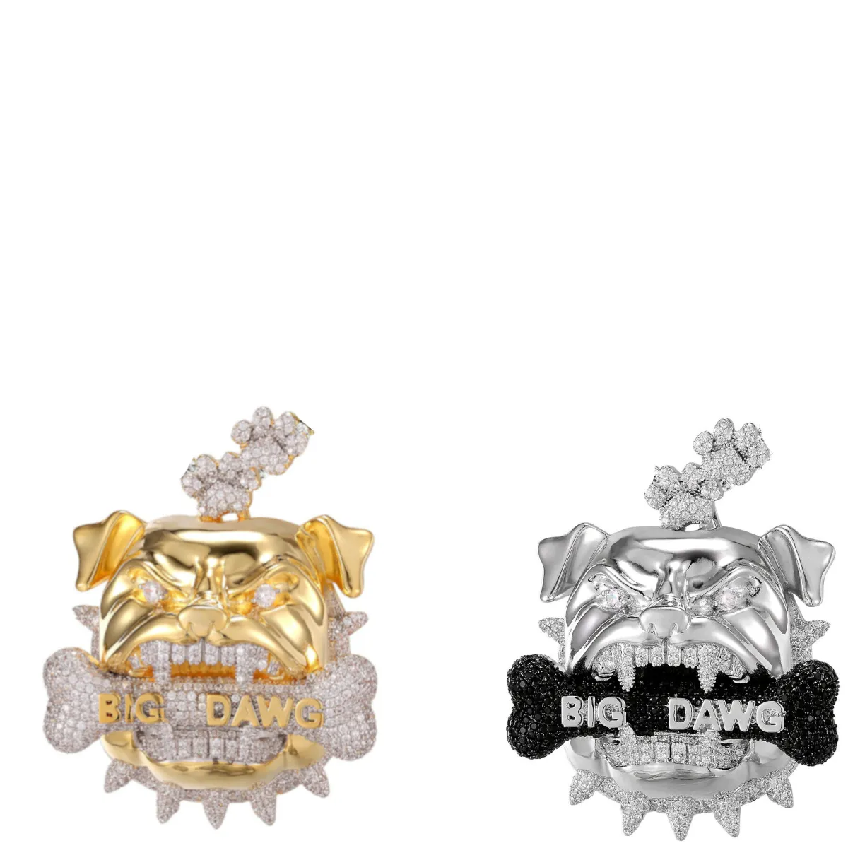 Custom Icy Big Dawg  Bulldog Simulated Diamond With Chain