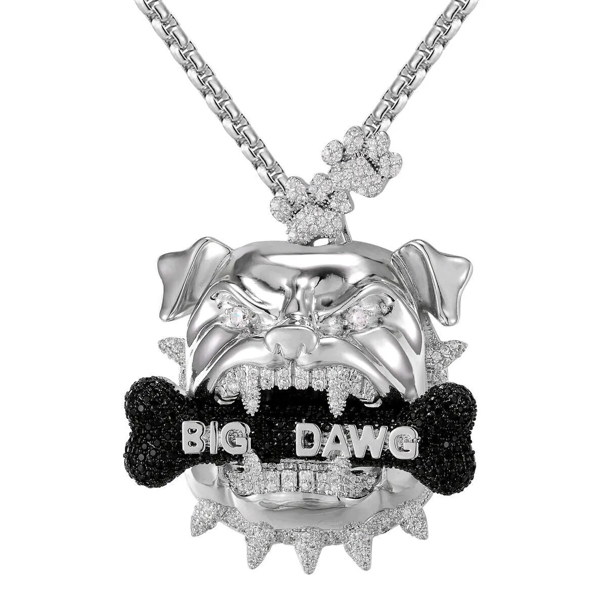 Custom Icy Big Dawg  Bulldog Simulated Diamond With Chain