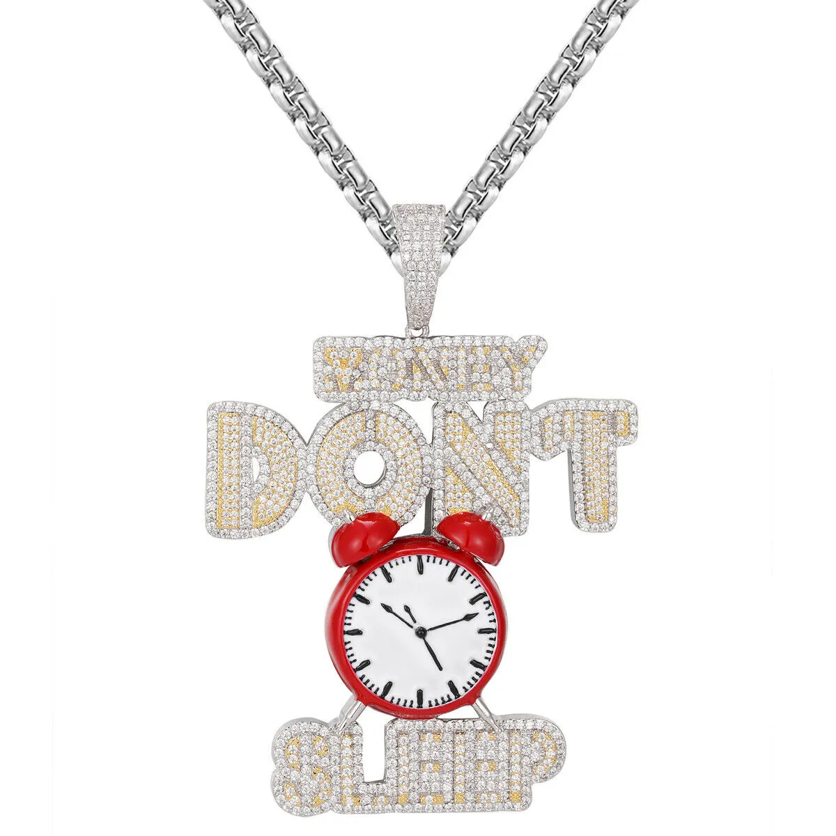 Custom  Money Dont sleep Simulated Diamond  Pendant With Chain