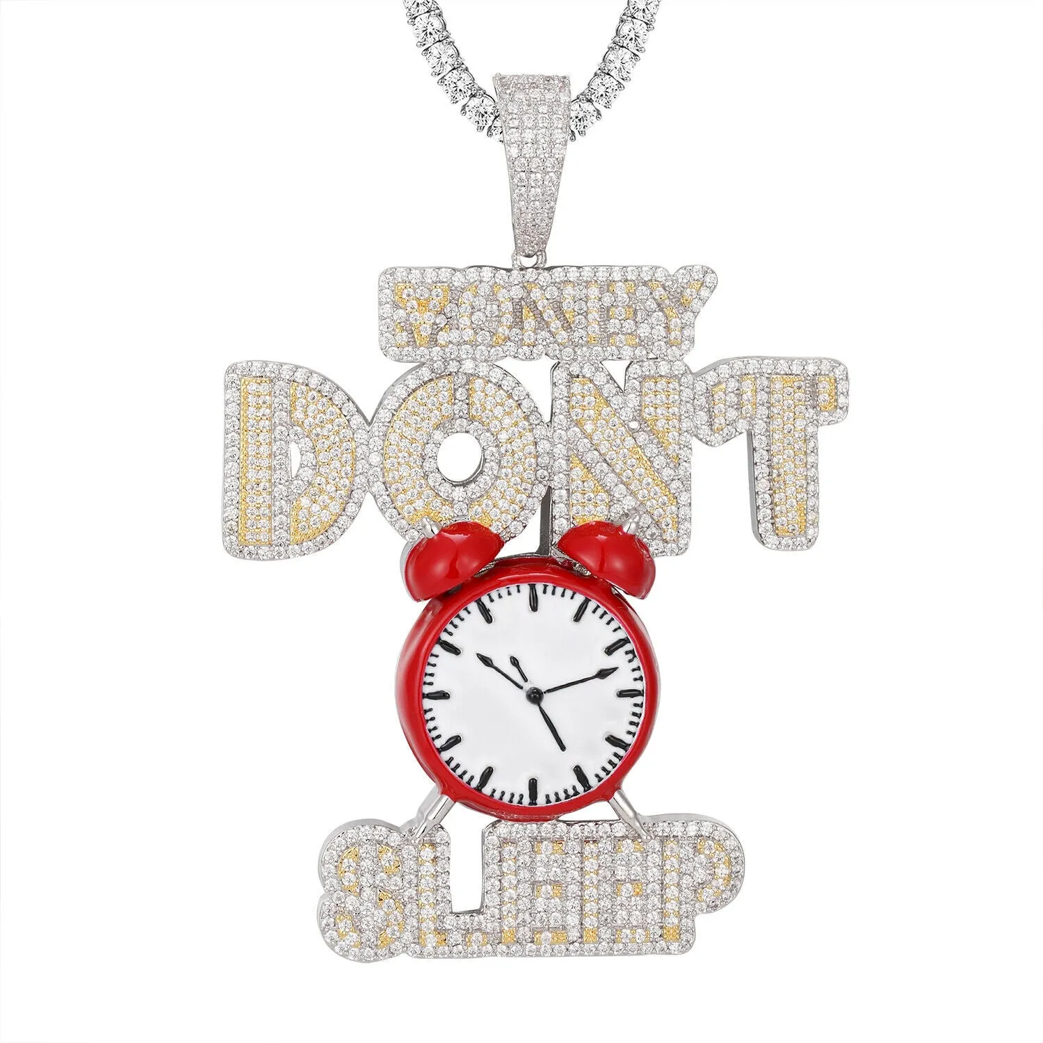 Custom  Money Dont sleep Simulated Diamond  Pendant With Chain