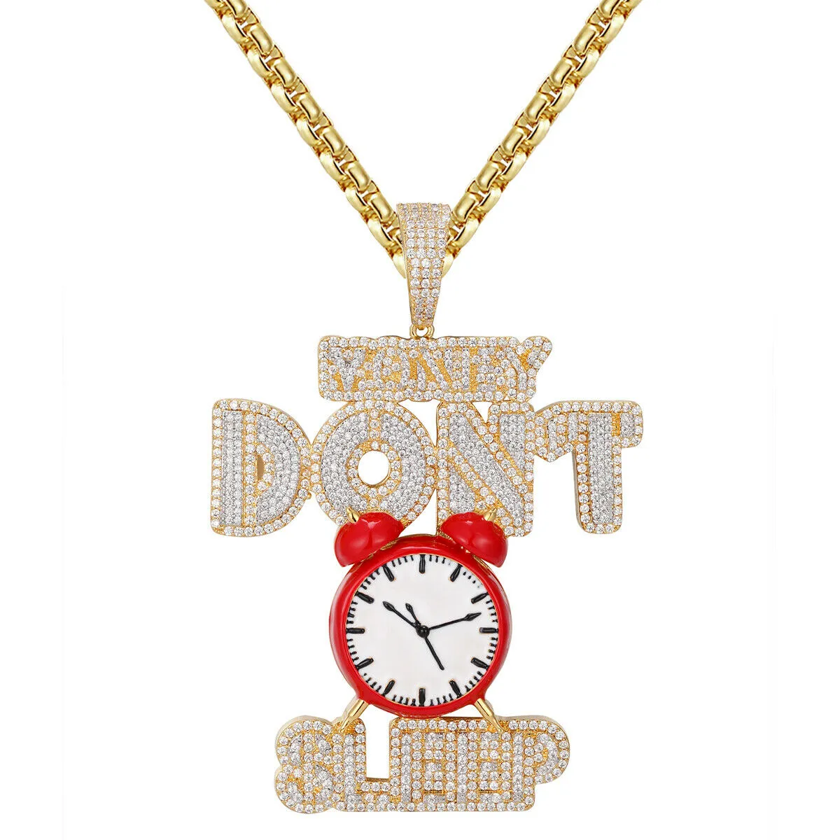 Custom  Money Dont sleep Simulated Diamond  Pendant With Chain