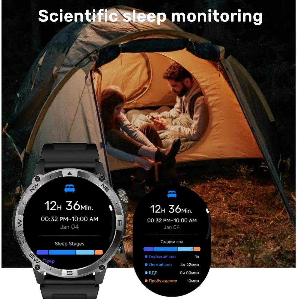 Dateoy Rugged Explorer Smart Watch – AMOLED Display, Built-in GPS,Compass Altitude, & Multidimensional Health Management, Long Battery Life