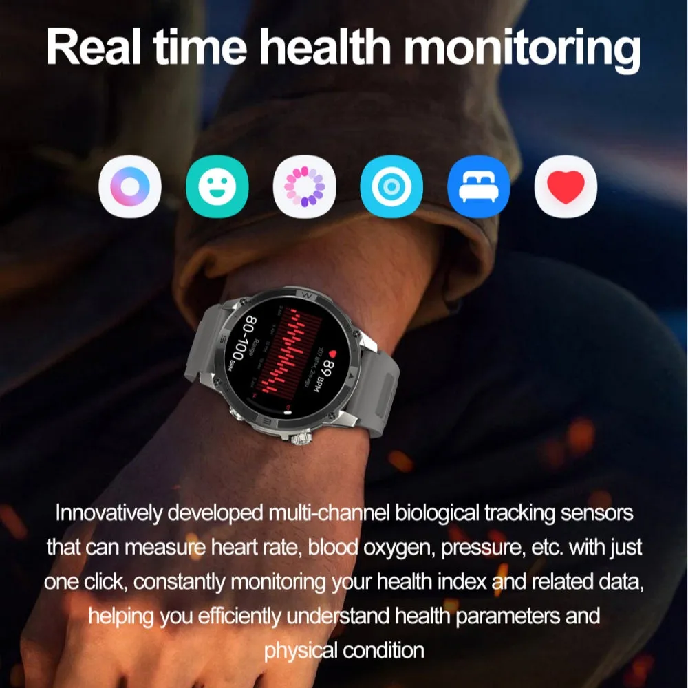 Dateoy Rugged Explorer Smart Watch – AMOLED Display, Built-in GPS,Compass Altitude, & Multidimensional Health Management, Long Battery Life